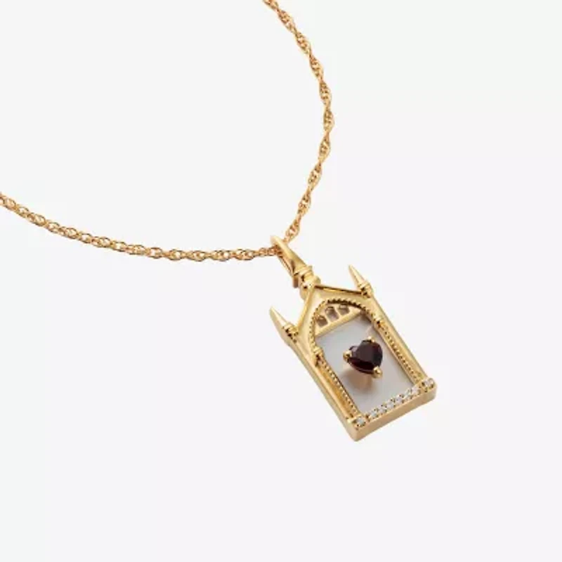 Harry Potter (F/Si2) Womens Diamond Accent Genuine Red Garnet 14K Gold Over Silver 16 Inch Pendant Necklace