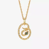 Harry Potter (F/Si2) Womens Diamond Accent Genuine Green Aventurine 14K Gold Over Silver 16 Inch Pendant Necklace