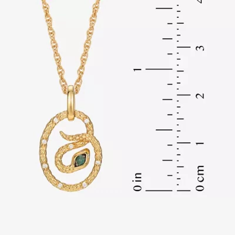 Harry Potter (F/Si2) Womens Diamond Accent Genuine Green Aventurine 14K Gold Over Silver 16 Inch Pendant Necklace