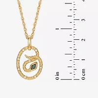 Harry Potter (F/Si2) Womens Diamond Accent Genuine Green Aventurine 14K Gold Over Silver 16 Inch Pendant Necklace