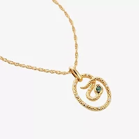 Harry Potter (F/Si2) Womens Diamond Accent Genuine Green Aventurine 14K Gold Over Silver 16 Inch Pendant Necklace