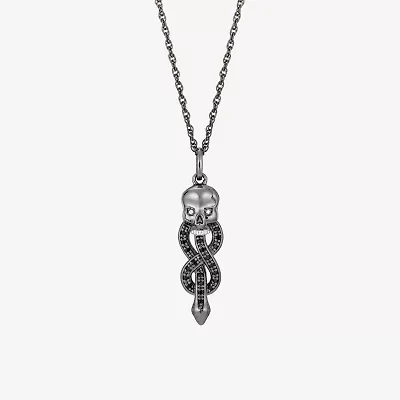 Harry Potter (F / Si2) Womens Diamond Accent Genuine Black Spinel Sterling Silver Skull 18 Inch Pendant Necklace