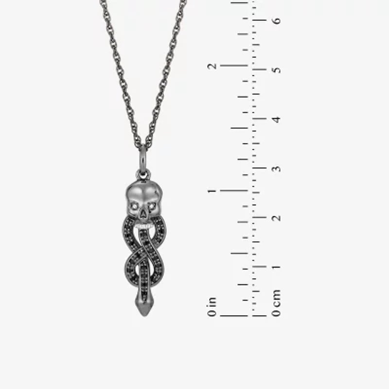 Harry Potter (F / Si2) Womens Diamond Accent Genuine Black Spinel Sterling Silver Skull 18 Inch Pendant Necklace
