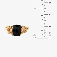 Harry Potter (F/Si2) Womens Lab Grown Diamond Accent Genuine Black Onyx 14K Gold Over Silver Cushion Cocktail Ring