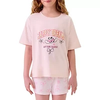 Dream Big Peace Out Little & Kid Girls Crew Neck Short Sleeve 2-pc. Pajama Sets