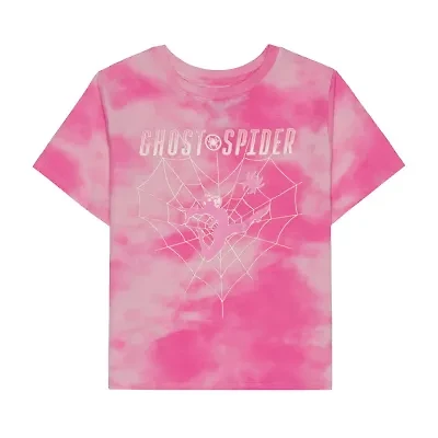 Little & Big Kid Girls Crew Neck Short Sleeve Regular Fit Spiderman Graphic T-Shirt