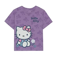 Little & Big Kid Girls Crew Neck Short Sleeve Regular Fit Hello Kitty Graphic T-Shirt
