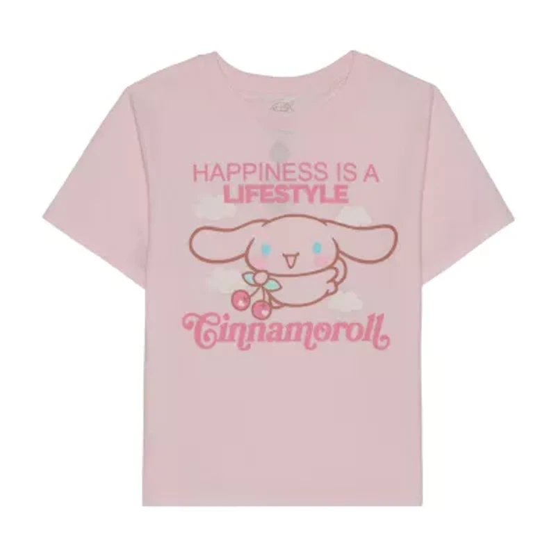 Little & Big Kid Girls Crew Neck Short Sleeve Regular Fit Cinnamoroll Graphic T-Shirt