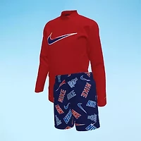 Nike Little & Big Kid Boys Uv Protection Logo 2-pc. Rash Guard Set