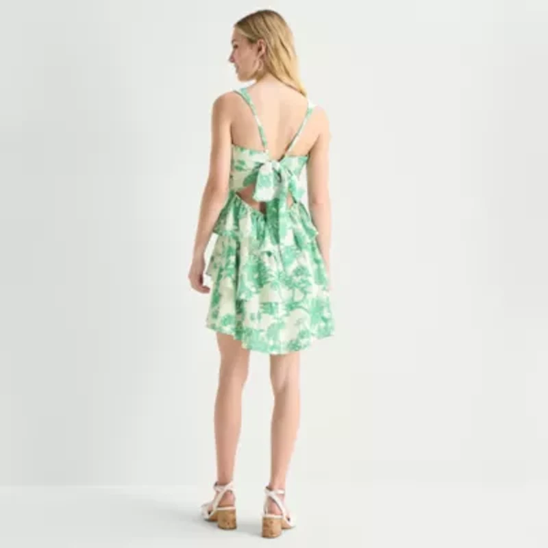 by&by Womens Juniors V Neck Sleeveless Fit + Flare Dress