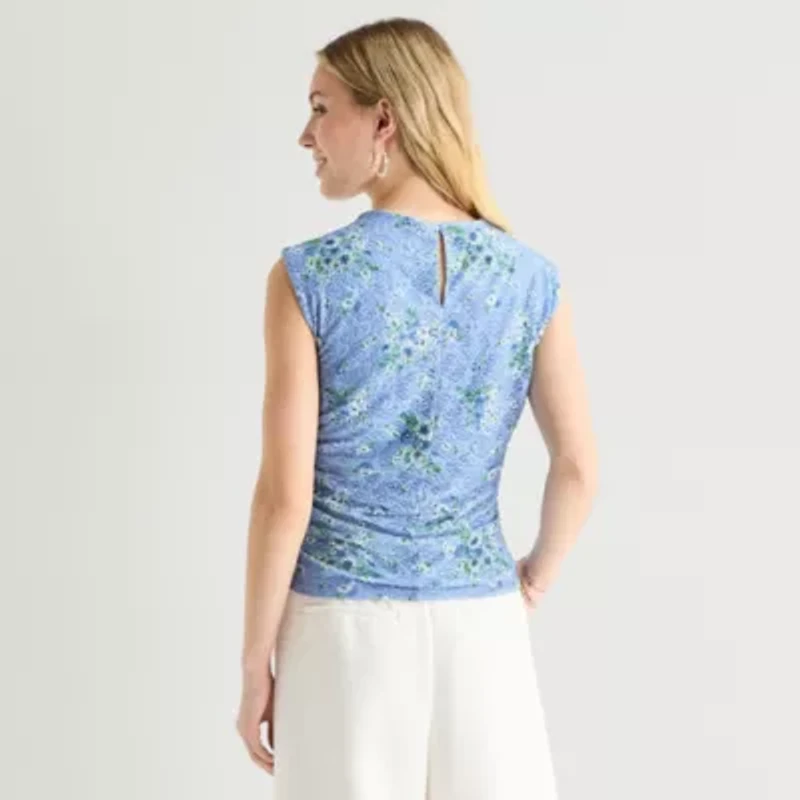 by&by Womens Juniors Mock Neck Sleeveless Blouse