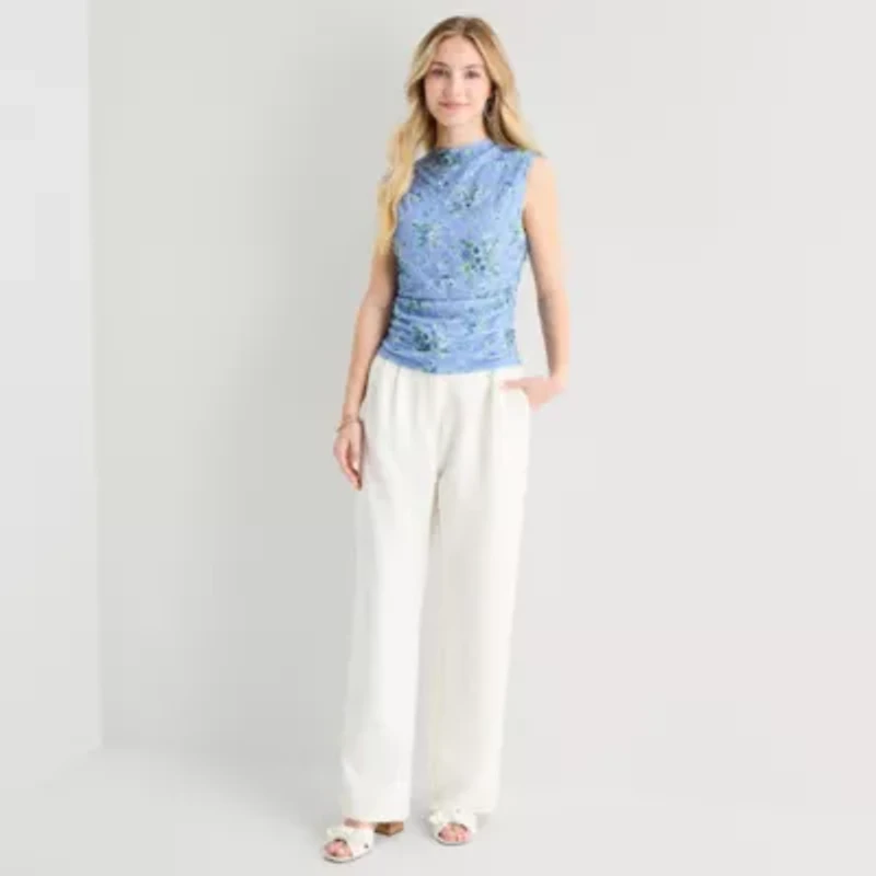 by&by Womens Juniors Mock Neck Sleeveless Blouse