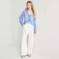 by&by Womens Juniors V Neck Long Sleeve Blouse