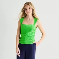 by&by Womens Juniors Square Neck Sleeveless Tank Top