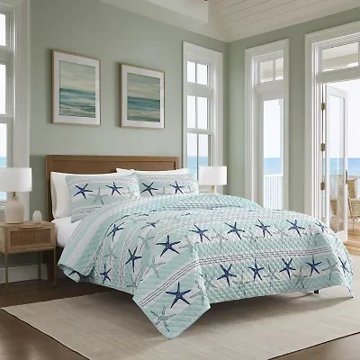 Avanti Starfish Stripe Reversible Quilt Set