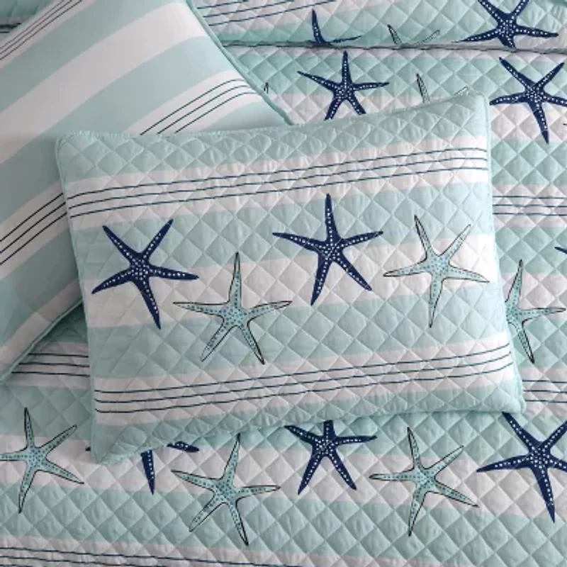 Avanti Starfish Stripe Reversible Quilt Set