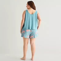 Ambrielle Womens Sleeveless 2-pc. Plus Pajama Sets