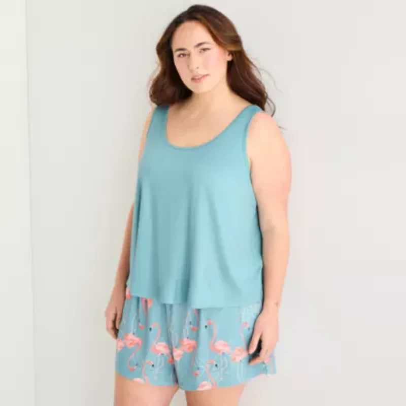 Ambrielle Womens Sleeveless 2-pc. Plus Pajama Sets