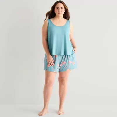 Ambrielle Womens Sleeveless 2-pc. Plus Pajama Sets