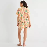 Sleep Chic Womens Poplin V-Neck Short Sleeve 2-pc. Pajama Sets