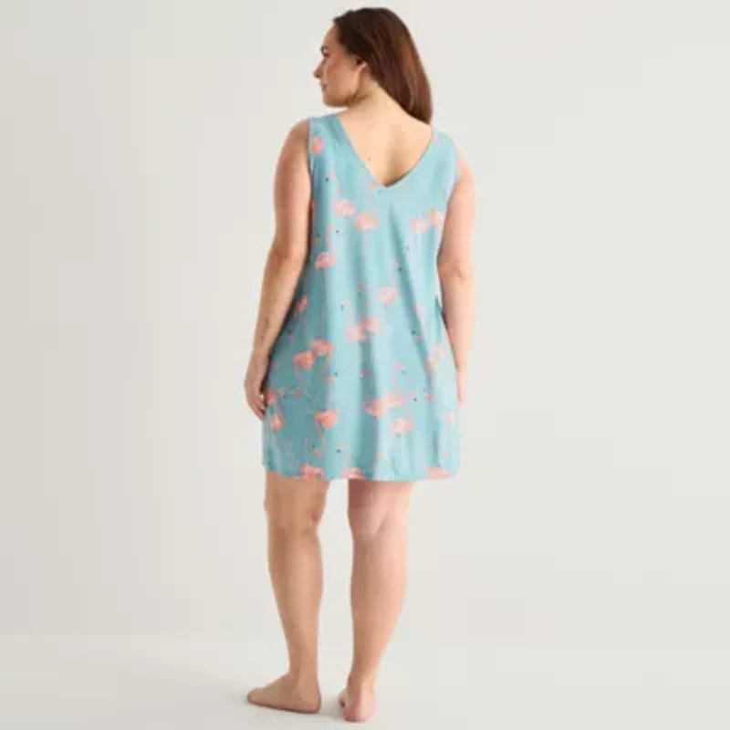 Ambrielle Womens Sleeveless V Neck Nightshirt