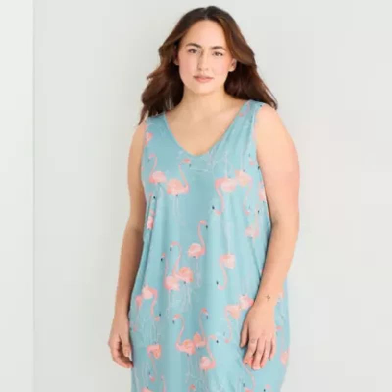 Ambrielle Womens Sleeveless V Neck Nightshirt