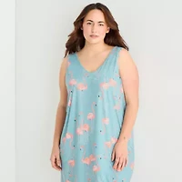 Ambrielle Womens Sleeveless V Neck Nightshirt