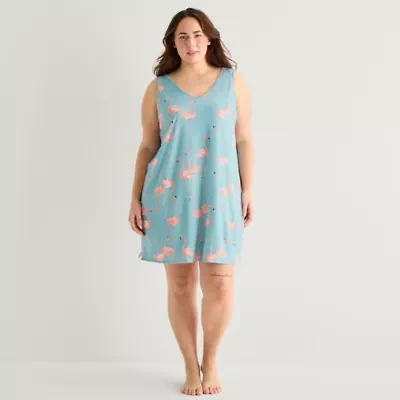 Ambrielle Womens Sleeveless V Neck Nightshirt