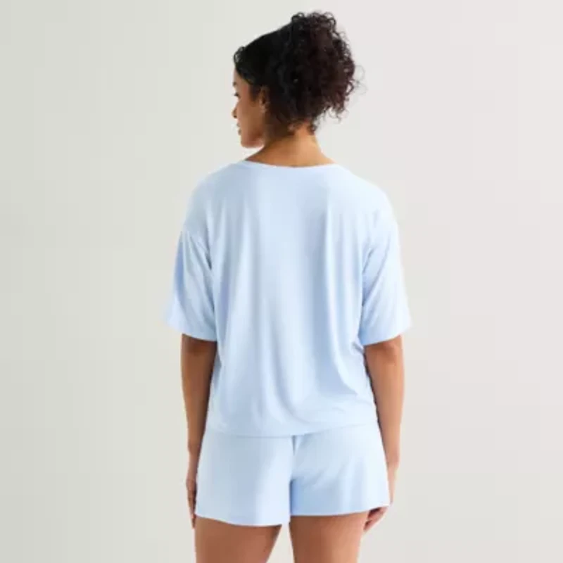 Ambrielle Dream Cool Womens V Neck Short Sleeve Pajama Top
