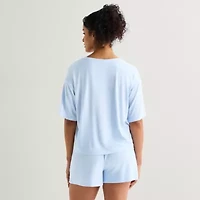 Ambrielle Dream Cool Womens V Neck Short Sleeve Pajama Top