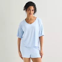Ambrielle Dream Cool Womens V Neck Short Sleeve Pajama Top
