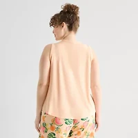 Sleep Chic Womens Scoop Neck Sleeveless Plus Pajama Top