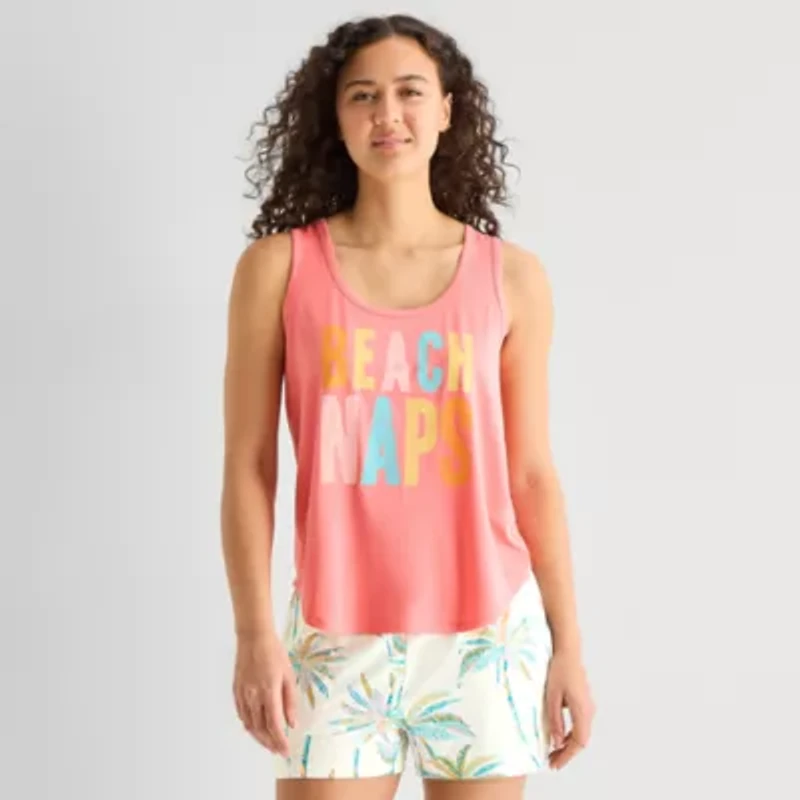 Sleep Chic Womens Scoop Neck Sleeveless Pajama Top