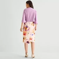 Maya Brooke Womens Floral Jacket Dress