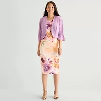 Maya Brooke Womens Floral Jacket Dress