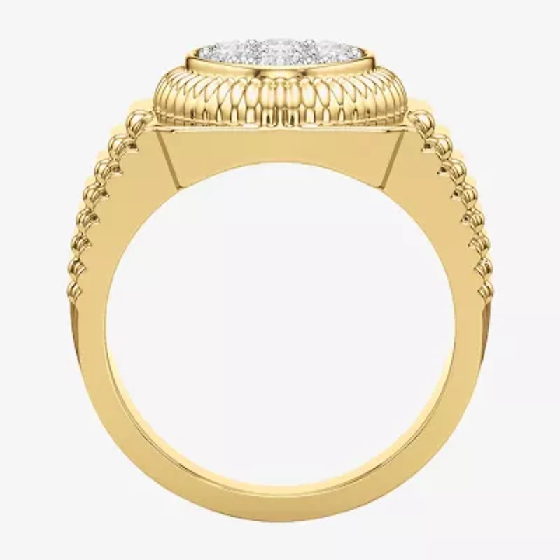 G-H / Si2) Mens / CT. T.W. Lab Grown White Diamond 14K Gold Over Silver Fashion Ring