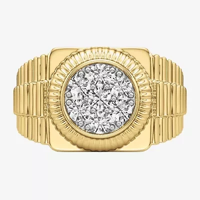 G-H / Si2) Mens / CT. T.W. Lab Grown White Diamond 14K Gold Over Silver Fashion Ring