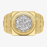 G-H / Si2) Mens / CT. T.W. Lab Grown White Diamond 14K Gold Over Silver Fashion Ring