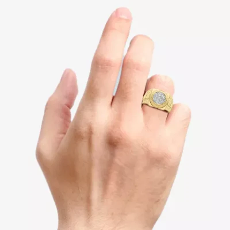 G-H / Si2) Mens / CT. T.W. Lab Grown White Diamond 14K Gold Over Silver Fashion Ring