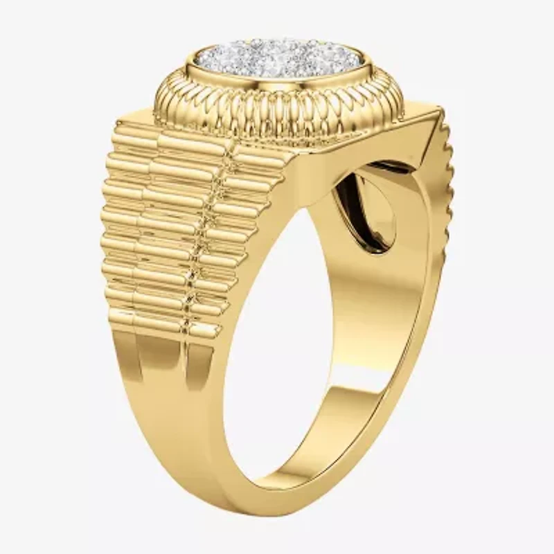 G-H / Si2) Mens / CT. T.W. Lab Grown White Diamond 14K Gold Over Silver Fashion Ring