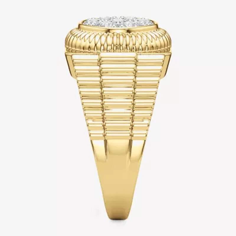 G-H / Si2) Mens / CT. T.W. Lab Grown White Diamond 14K Gold Over Silver Fashion Ring