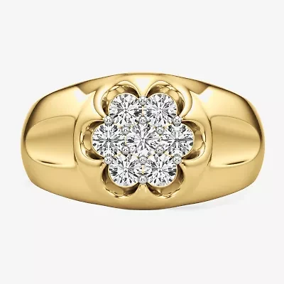G-H / Si2) Mens CT. T.W. Lab Grown White Diamond 14K Gold Over Silver Fashion Ring