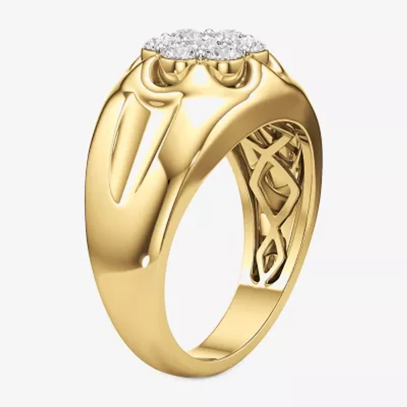 G-H / Si2) Mens CT. T.W. Lab Grown White Diamond 14K Gold Over Silver Fashion Ring