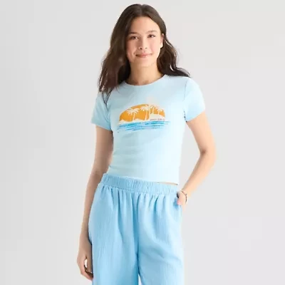 Hurley Womens Juniors Crew Neck Short Sleeve Fitted Graphic T-Shirt