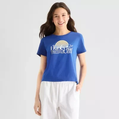 Hurley Womens Juniors Crew Neck Short Sleeve Regular Fit Graphic T-Shirt