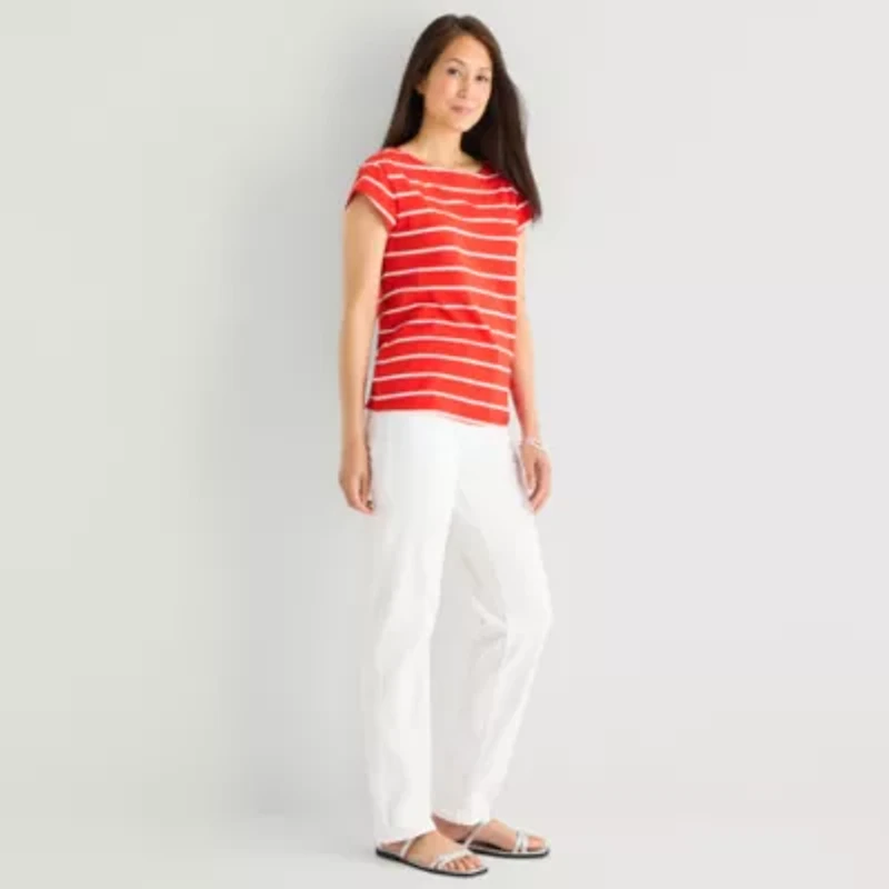 Liz Claiborne Womens Boat Neck Short Sleeve T-Shirt