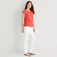 Liz Claiborne Womens Boat Neck Short Sleeve T-Shirt