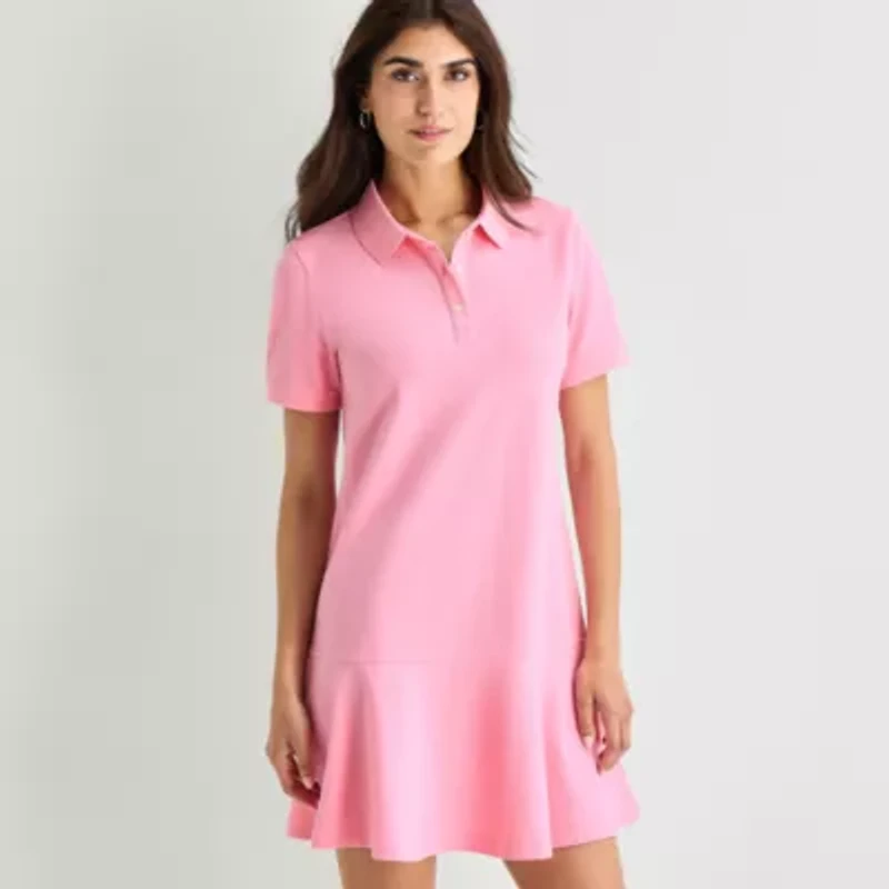St. John's Bay Womens Short Sleeve Drop Waist Dress