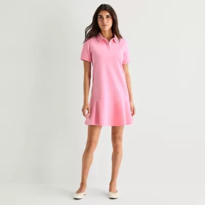 St. John's Bay Womens Short Sleeve Drop Waist Dress
