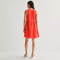St. John's Bay Womens V Neck Sleeveless A-Line Dress